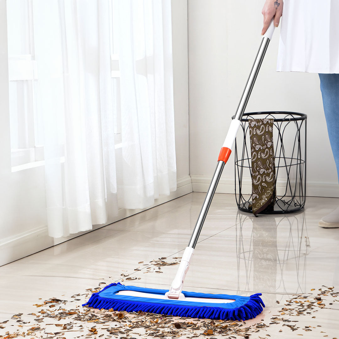 SOGA 60x12 Blue Microfiber Flat Mop Floor Cleaning Pads Rotating Dust Remover • LUZ-MopBlu602