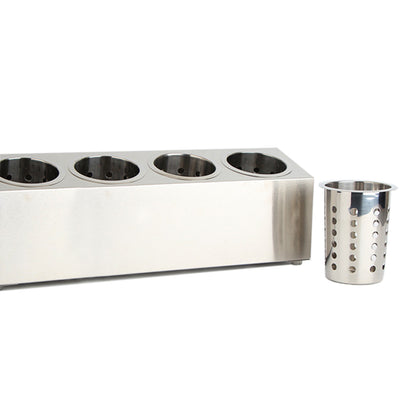 SOGA 2X 18/10 Stainless Steel Commercial Conical Utensils Cutlery Holder with 4 Holes • LUZ-CutleryHolder4602X2