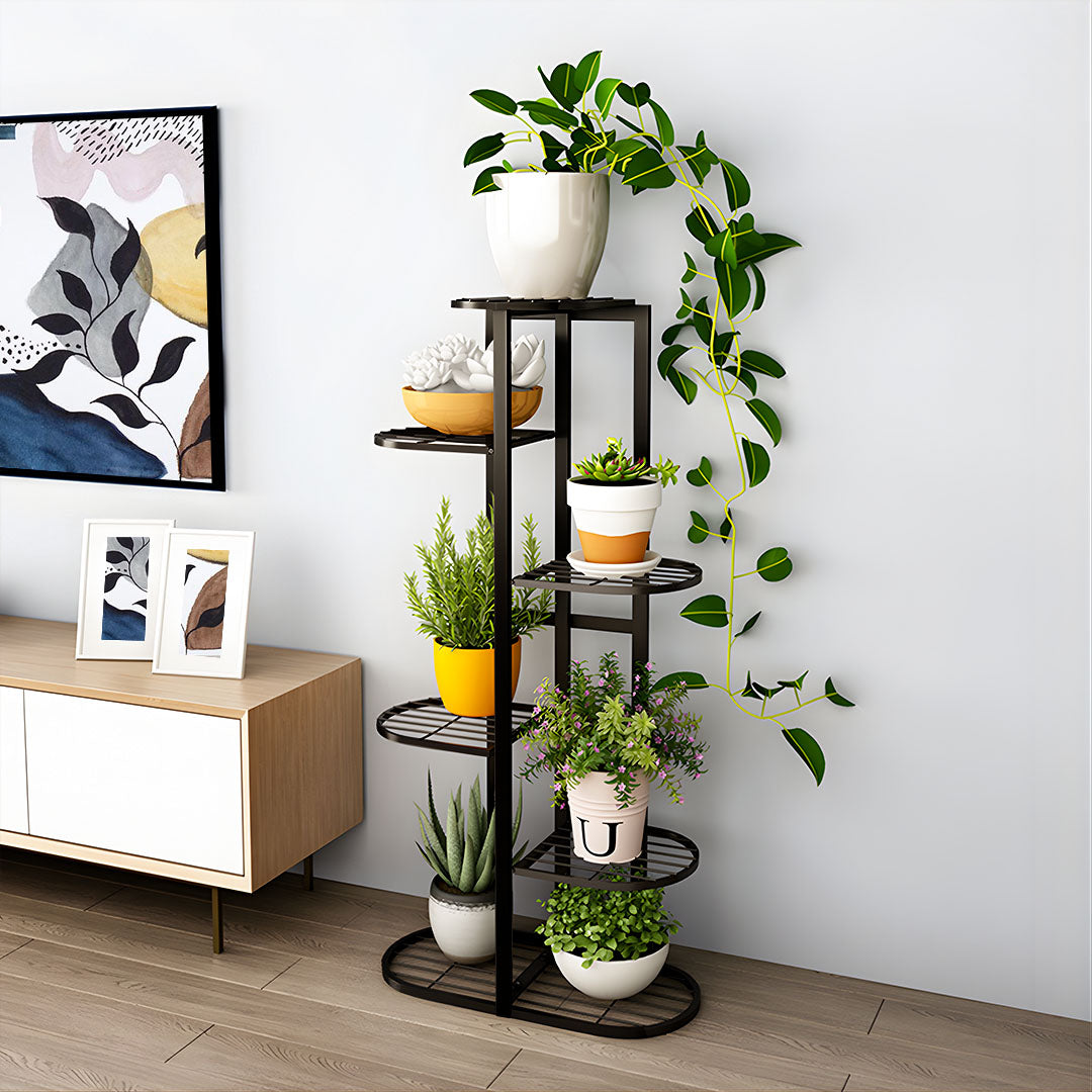 SOGA 7 Tier 8 Pots Black Metal Plant Rack Flowerpot Storage Display Stand Holder Home Garden Decor • LUZ-FPotH23