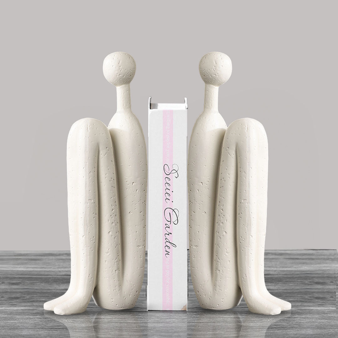 SOGA 2X 10x28cm Ornament Modern Stickman Art Sculpture Minimalist Resin Statue Round Head for Home Decor and Bookend • LUZ-Ornament2924X2