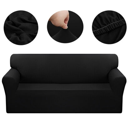 SOGA 4-Seater Black Sofa Cover Couch Protector High Stretch Lounge Slipcover Home Decor • LUZ-SofaCov204