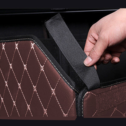 SOGA 4X Leather Car Boot Collapsible Foldable Trunk Cargo Organizer Portable Storage Box Coffee/Gold Stitch Small • LUZ-StorageCOFGLDSmlX4