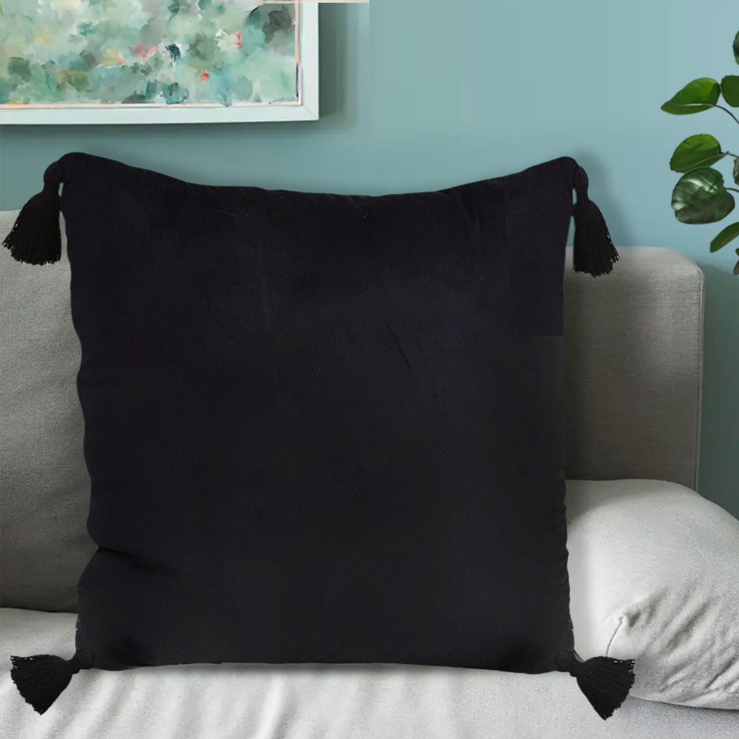 SOGA 45X Black Vintage Butterfly Pillow Tassel Velvet Square Throw Pillow • LUZ-FrenchCushion242