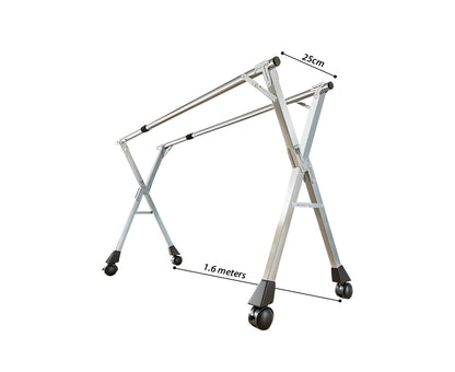SOGA 1.6m Portable Standing Clothes Drying Rack Foldable Space-Saving Laundry Holder with Wheels • LUZ-BSXG2514