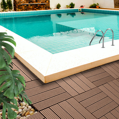 SOGA 2X 11 pcs Light Chocolate DIY Wooden Composite Decking Tiles Garden Outdoor Backyard Flooring Home Decor • LUZ-Deck7004X2