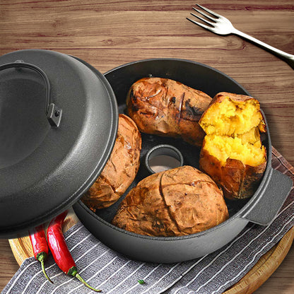 SOGA 2X 28cm Cast Iron Dutch Oven Pre-Seasoned Camping Stew Pot with Lid • LUZ-ZPaiA8X2