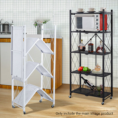 SOGA 2X 4 Tier Steel White Foldable Kitchen Cart Multi-Functional Shelves Portable Storage Organizer with Wheels • LUZ-KitchenXY002WHTX2