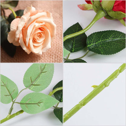 SOGA 5pcs Artificial Silk Flower Fake Rose Bouquet Table Decor Champion • LUZ-AFlowerRoseChampionX5
