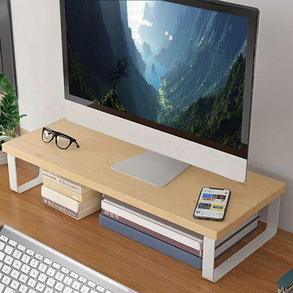 SOGA 2X 40cm Wood Computer Monitor Elevated Stand Desktop Support Station Rack • LUZ-Level003X2