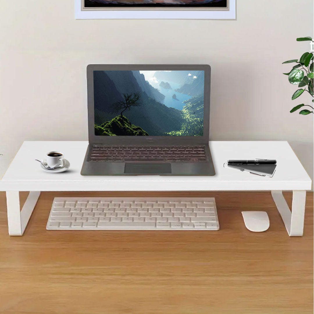 SOGA 2X 50cm White Computer Monitor Elevated Stand Desktop Support Station Rack • LUZ-Level005X2