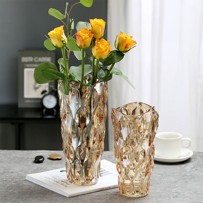 SOGA 29.8cm Golden Amber Glass Crystal Vase Elegant Modern Home Décor • LUZ-GVaseCham300