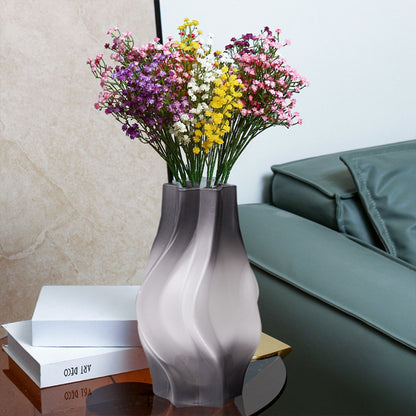 SOGA 26cm Glass Vase Grey with Beautiful glass Bubble Texture Art Vases • LUZ-GVaseGRY25