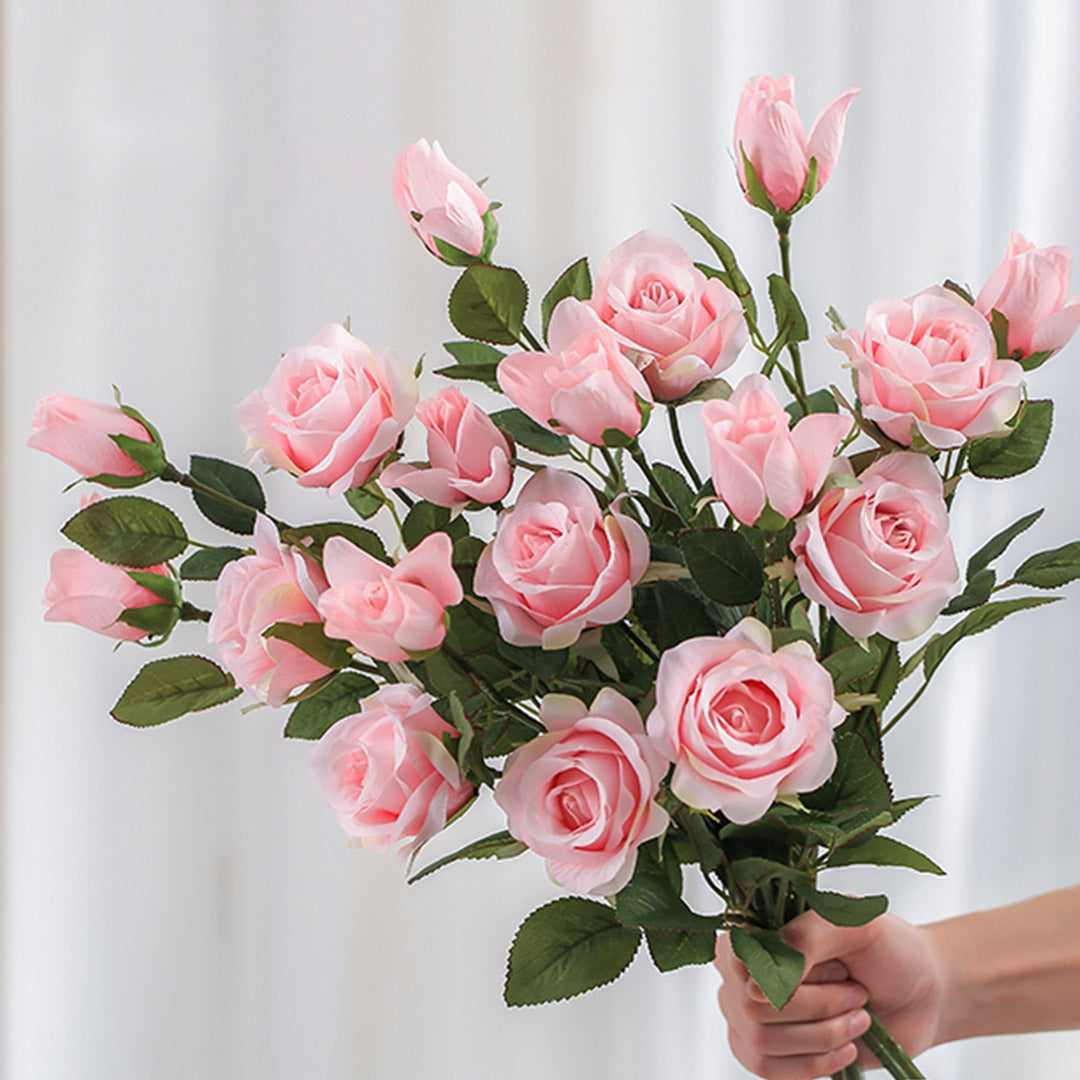 SOGA 8 Bunch Artificial Silk Rose 5 Heads Flower Fake Bridal Bouquet Table Decor Light Pink • LUZ-HO-F009