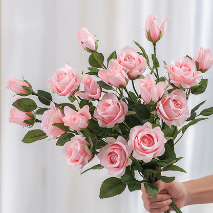 SOGA 8 Bunch Artificial Silk Rose 5 Heads Flower Fake Bridal Bouquet Table Decor Light Pink • LUZ-HO-F009