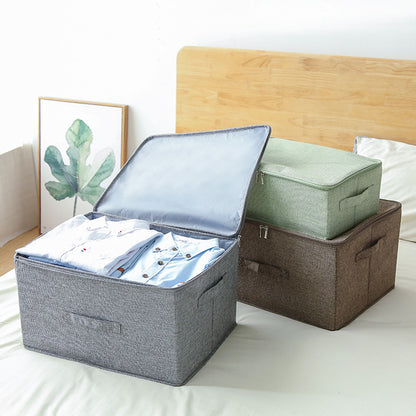 SOGA Grey Large Portable Double Zipper Storage Box Moisture Proof Clothes Basket Foldable Home Organiser • LUZ-SBox022