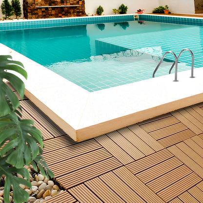 SOGA 2X 11 pcs Coffee DIY Wooden Composite Decking Tiles Garden Outdoor Backyard Flooring Home Decor • LUZ-Deck7005X2