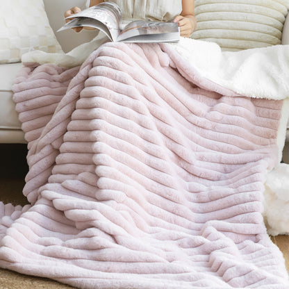 SOGA 2X 150x200cm Throw Blanket Bean Paste Pink Premium Milk Velvet Luxuriously Soft Cozy Bedding • LUZ-BlanketFur350X2