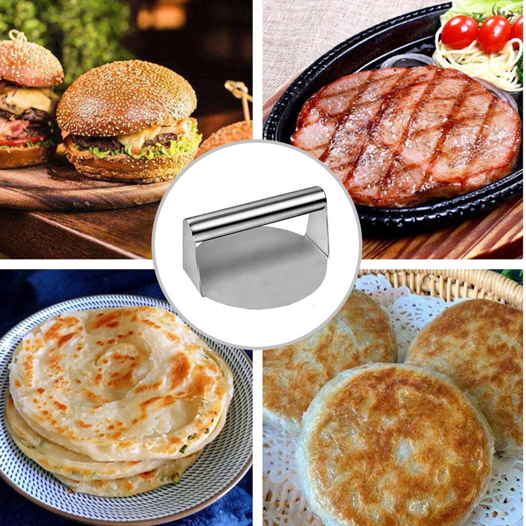SOGA Stainless Steel Burger Press Heavy-Duty Round Bacon Grill Smasher Flat Bottom Patty Maker • LUZ-Zpai058