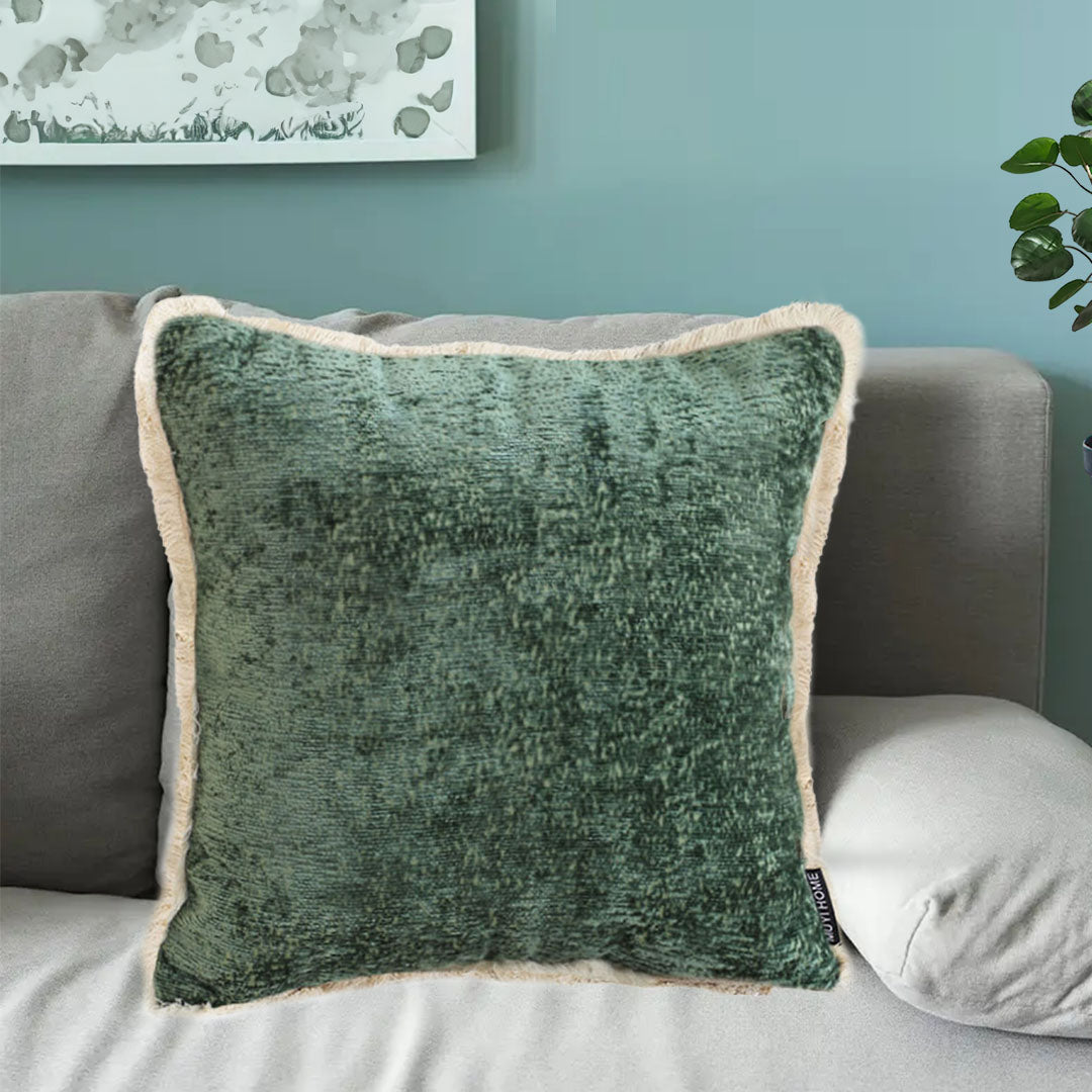 SOGA 2X 45cm Jade Green Home aesthetic chenille texture tassel square Throw Pillow • LUZ-FrenchCushion244X2
