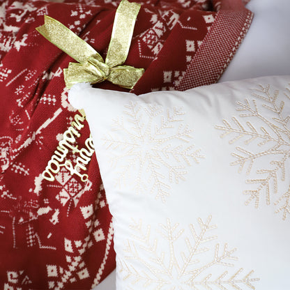 SOGA 2X 45cm Throw Pillow White Soft Plush Cushion Christmas Snowflake Ball Square For festive Holiday LUZ-FrenchCushion267X2