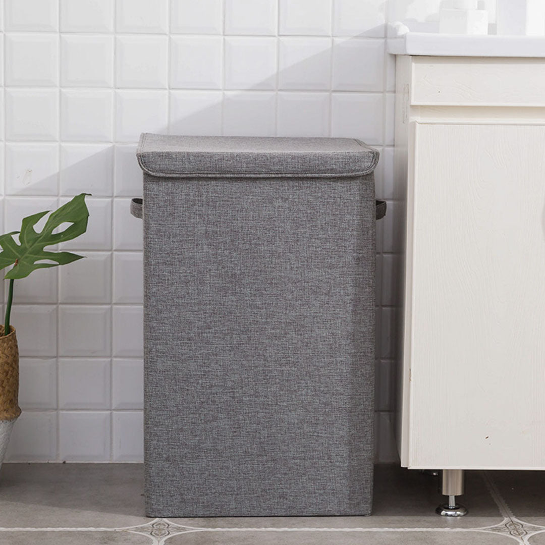 SOGA Grey Large Collapsible Laundry Hamper Storage Box Foldable Canvas Basket Home Organiser Decor • LUZ-SBox102