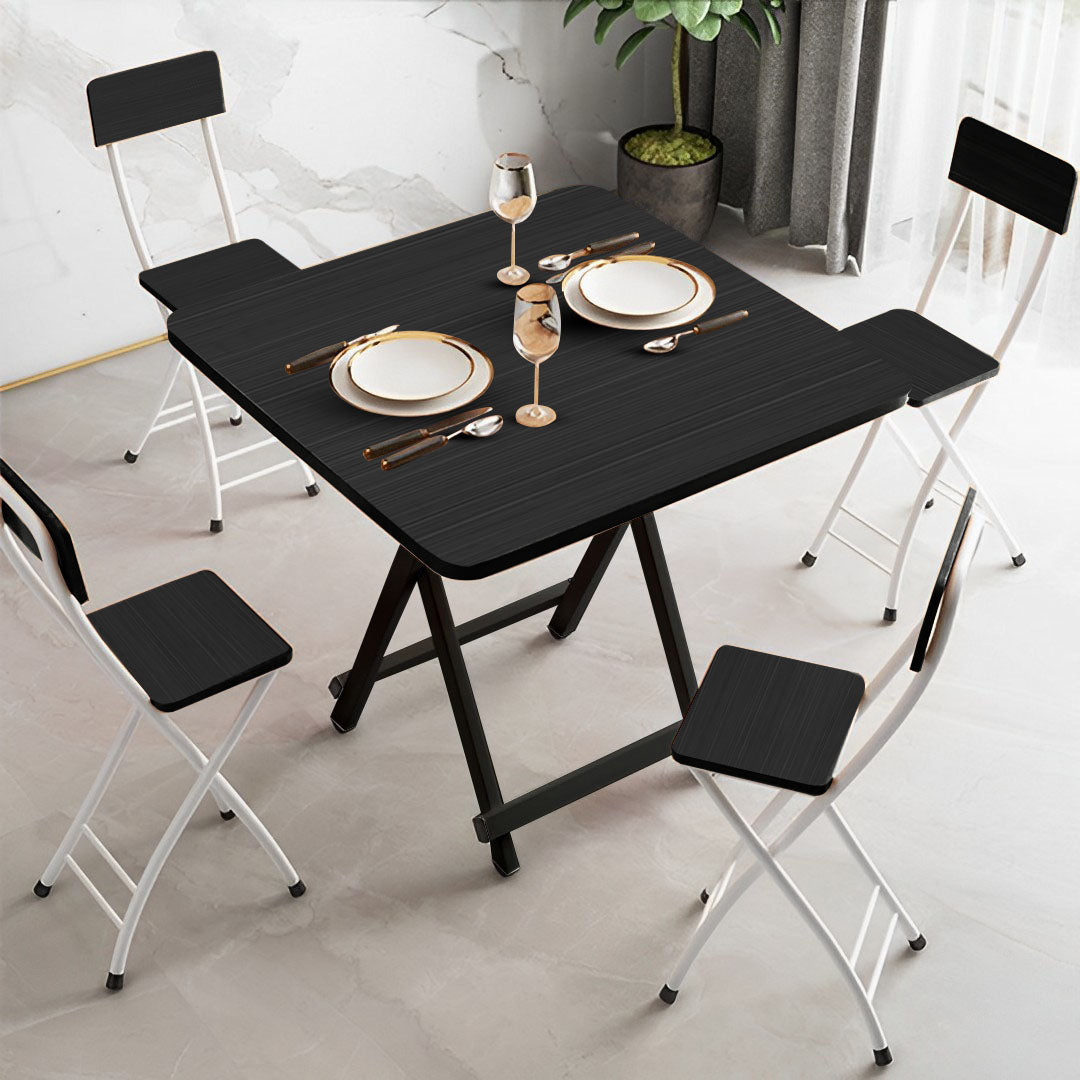 SOGA 2X Black Dining Table Portable Square Surface Space Saving Folding Desk Home Decor • LUZ-Table1206TallX2