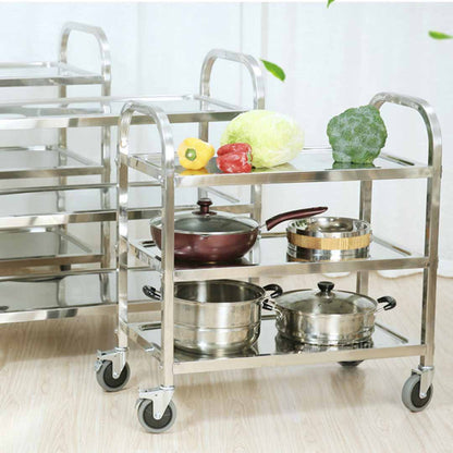 SOGA 3 Tier 95x50x95cm Stainless Steel Kitchen Dinning Food Cart Trolley Utility Size Large • LUZ-FoodCart1001