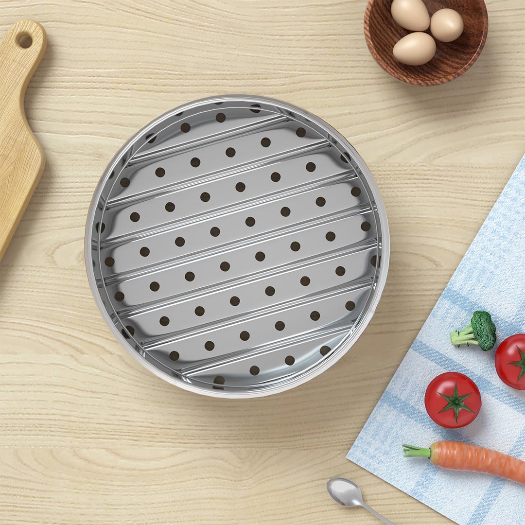 SOGA 2X 3 Tier Stainless Steel Steamers With Lid Work inside of Basket Pot Steamers 25cm • LUZ-Steamer25CM2320-3X2