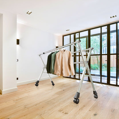 SOGA 2X 200cm Portable Drying Rack Clothes Steel Laundry Rack Foldable Space-Saving Laundry Holder 3 Poles • LUZ-BSXG2518X2