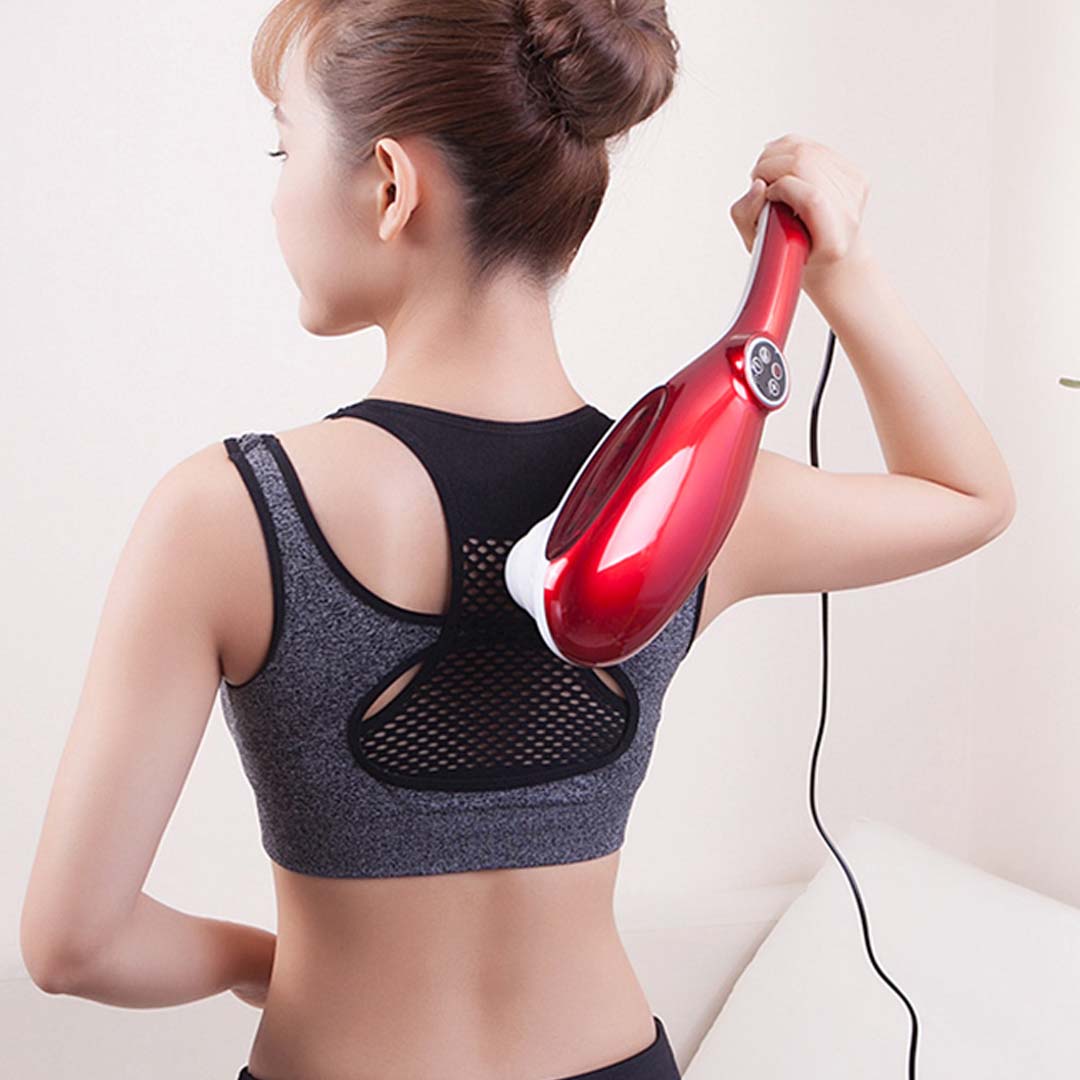 SOGA 2X 6 Heads Portable Handheld Massager Soothing Stimulate Blood Flow Shoulder Red • LUZ-Massager833ARedX2