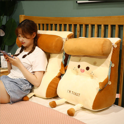 SOGA Cute Face Toast Bread Wedge Cushion Stuffed Plush Cartoon Back Support Pillow Home Decor • LUZ-SCushion024