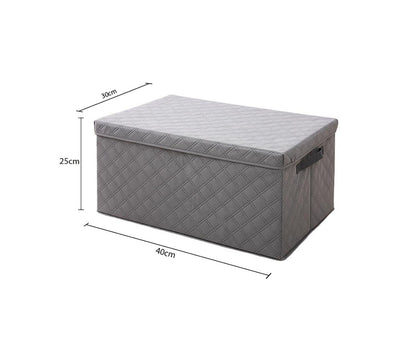 SOGA Medium Grey Non-Woven Diamond Quilt Grid Fabric Storage/Organizer • LUZ-SBox042