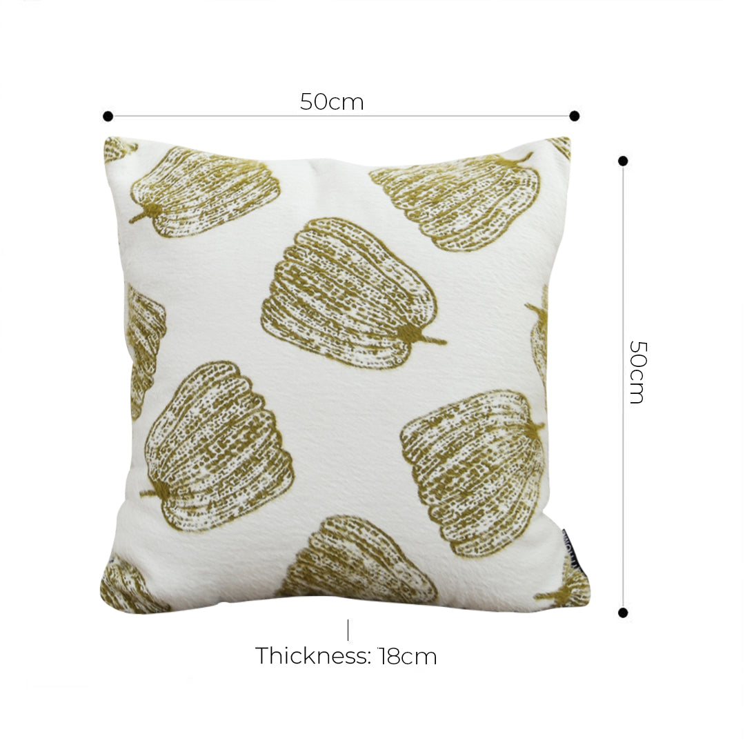SOGA 2X 50cm Throw Pillow White with Olive Green Autumn Harvest Pumpkin Print Home Decor • LUZ-FrenchCushion329X2