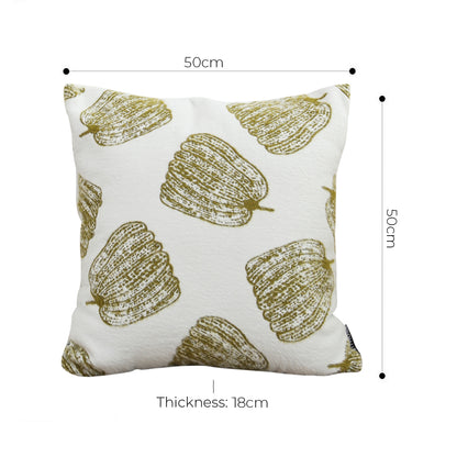 SOGA 2X 50cm Throw Pillow White with Olive Green Autumn Harvest Pumpkin Print Home Decor • LUZ-FrenchCushion329X2