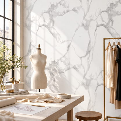 SOGA Peel & Stick Floor and Wall Tiles 60 x 60cm 10 Pack White Grey Faux Marble • LUZ-TileCZA054Lge