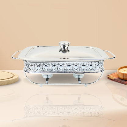 SOGA 2L Lace Edge Dining Stove Silver Color Portable Dining Cooking Appliance for Kitchen Essential • LUZ-ChafingDish6V18
