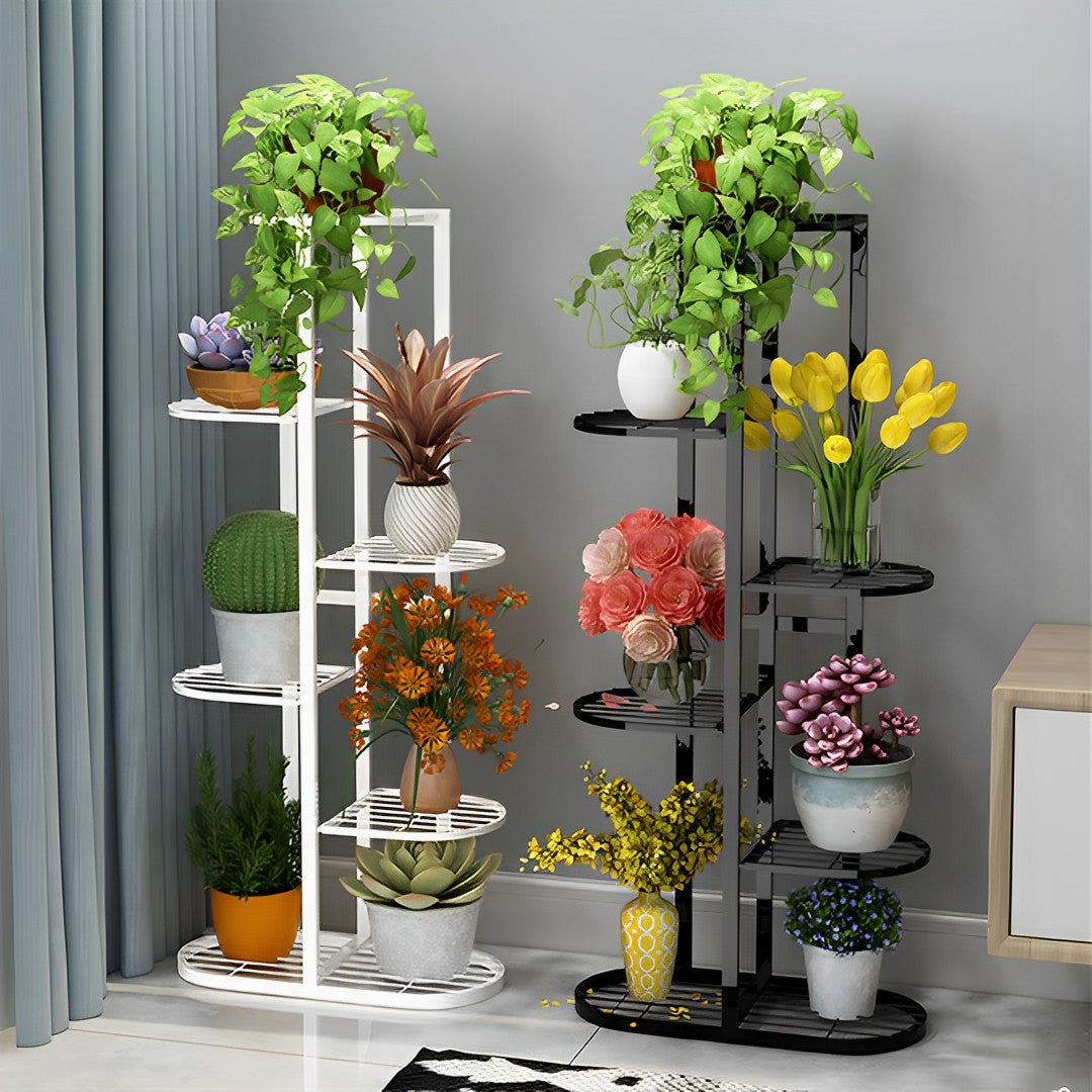 SOGA 6 Tier 7 Pots White Metal Plant Rack Flowerpot Storage Display Stand Holder Home Garden Decor • LUZ-FPotH32