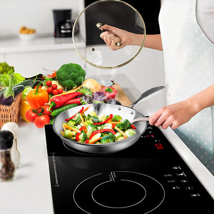 SOGA Stainless Steel Fry Pan 22cm 34cm Frying Pan Top Grade Skillet Induction Cooking FryPan • LUZ-FryPanSS2861-2867