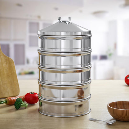 SOGA 2X 5 Tier Stainless Steel Steamers With Lid Work inside of Basket Pot Steamers 22cm • LUZ-Steamer22CM2319-5X2