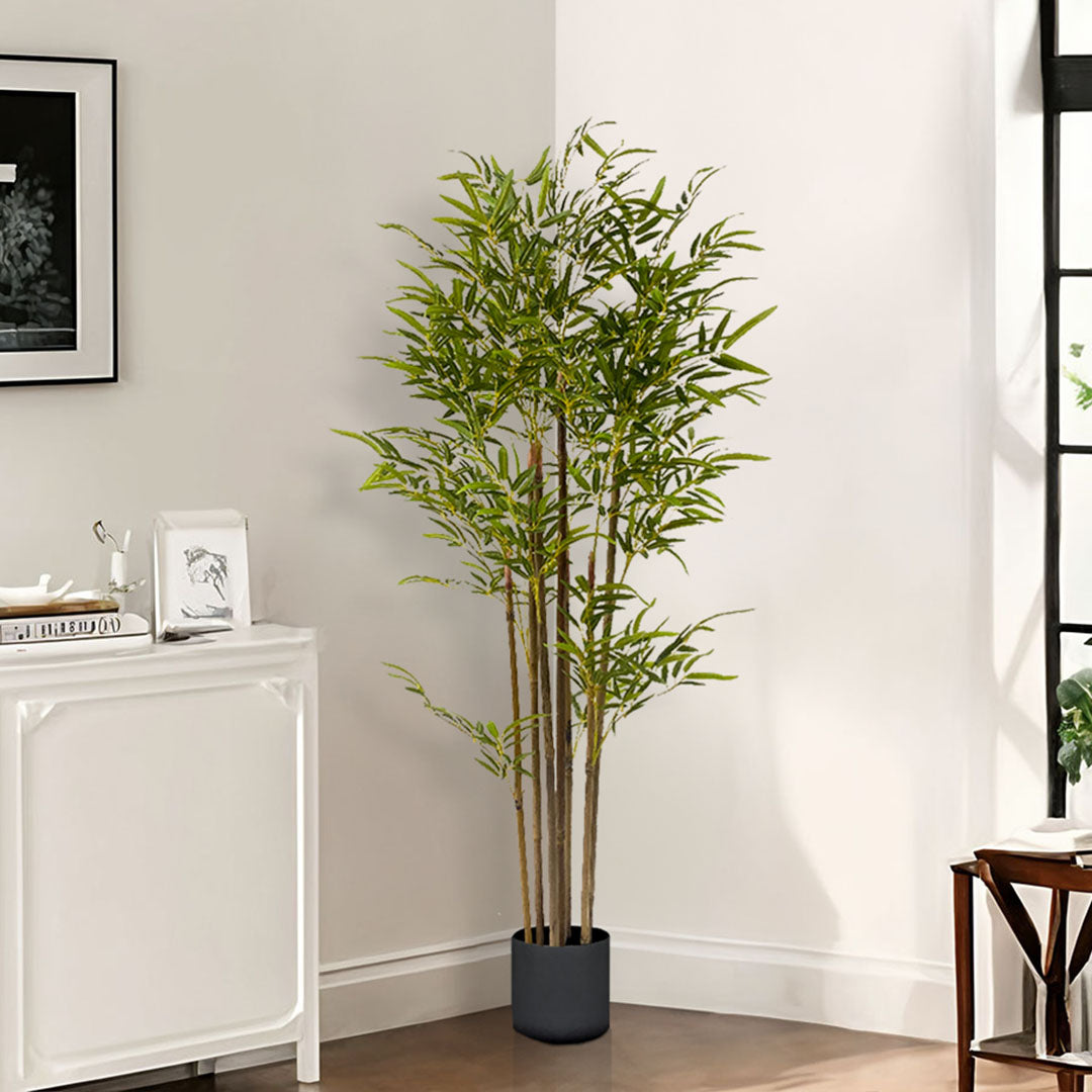 SOGA 2X 120cm Lucky Bamboo Tree Bambusa Vulgaris Artificial Plant w/ 7 Branches Home Accent Decor • LUZ-APlantFHZ120X2