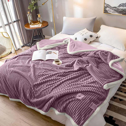 SOGA 2X Throw Blanket Warm Cozy Double Sided Thick Flannel Coverlet Fleece Bed Sofa Comforter Purple • LUZ-Blanket311X2