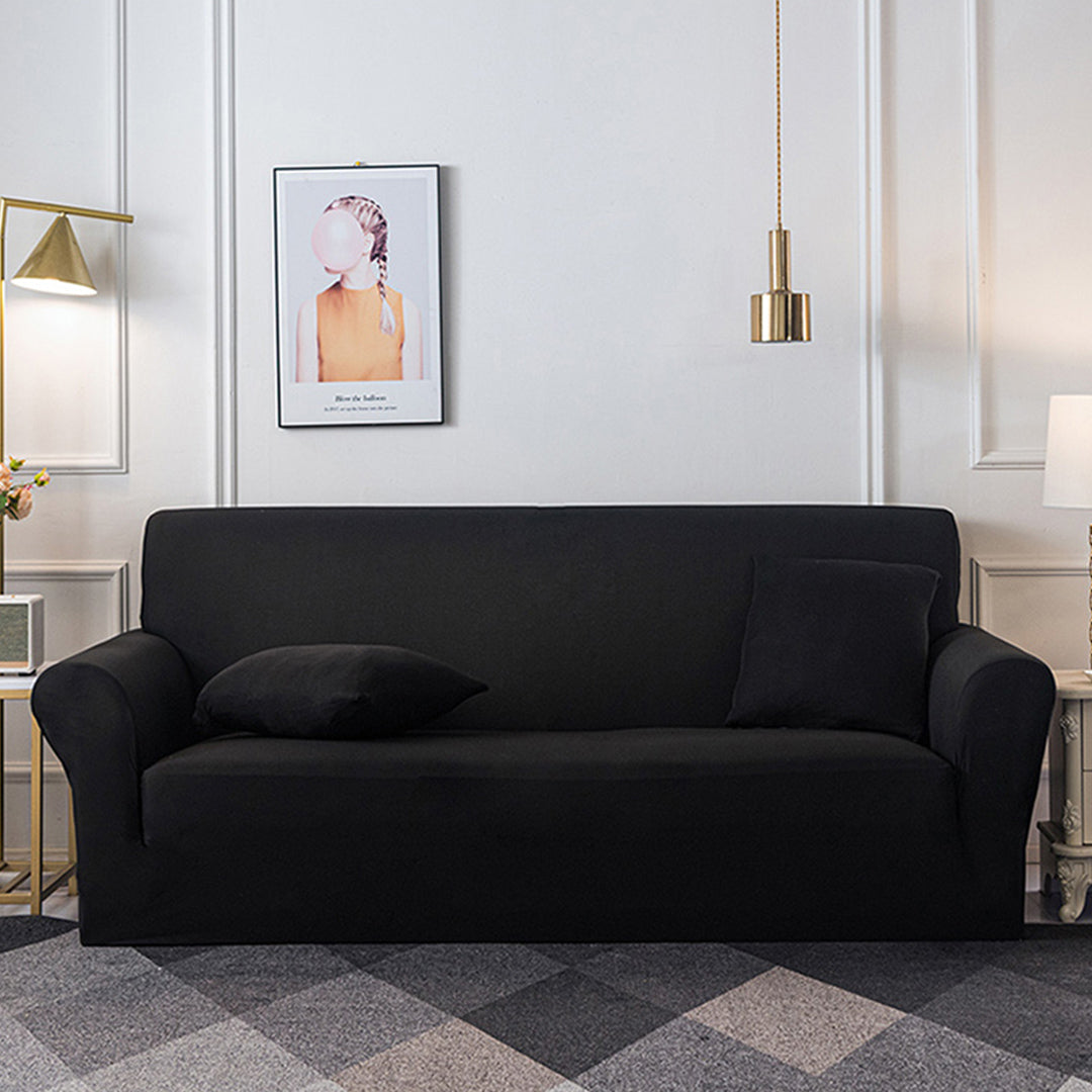 SOGA 4-Seater Black Sofa Cover Couch Protector High Stretch Lounge Slipcover Home Decor • LUZ-SofaCov204