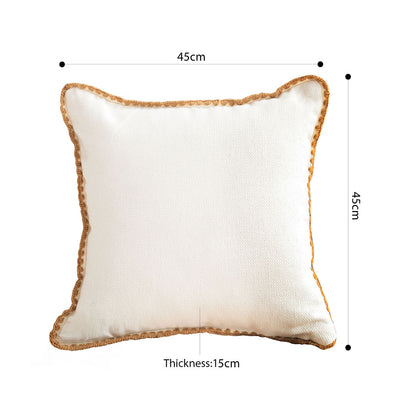 SOGA 45cm Warm Wood Tone & Apricot Shell Edged Square Throw Pillow • LUZ-FrenchCushion234