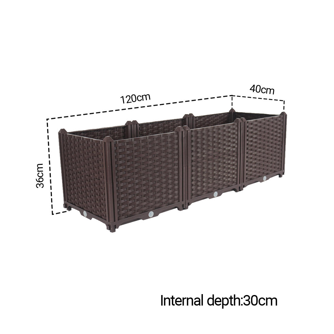 SOGA 120cm Raised Planter Box Vegetable Herb Flower Outdoor Plastic Plants Garden Bed Deepen • LUZ-PlantBox3B