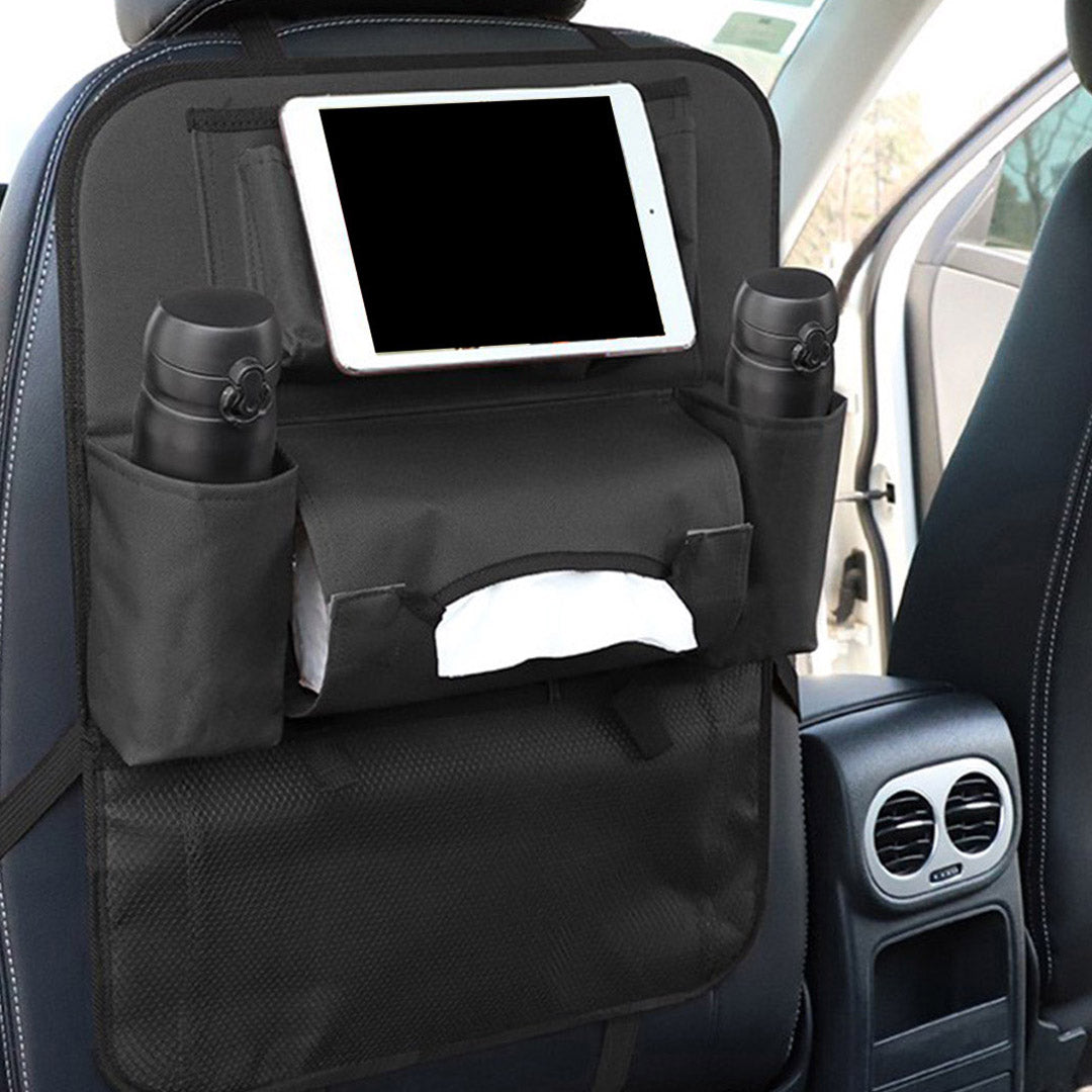SOGA 2X  PVC Leather Car Back Seat Storage Bag Multi-Pocket Organizer Backseat and iPad Mini Holder Black • LUZ-CarStorage1SeatBagBLKX2