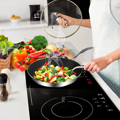 SOGA Stainless Steel Fry Pan 22cm 30cm Frying Pan Skillet Induction Non Stick Interior FryPan • LUZ-FryPanNS2869-2873