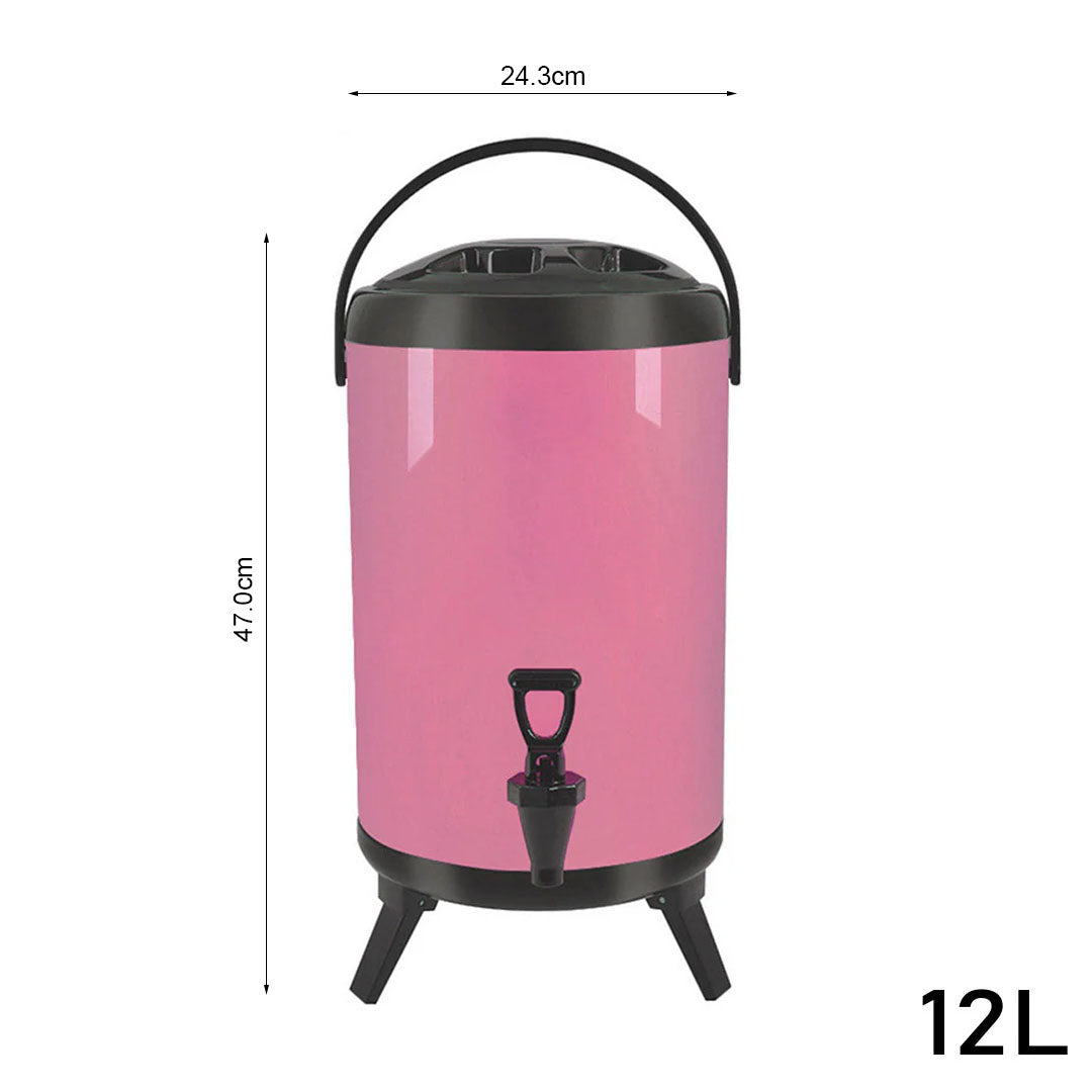 SOGA 4X 12L Stainless Steel Insulated Milk Tea Barrel Hot and Cold Beverage Dispenser Container with Faucet Pink • LUZ-VICDispenser12LPNKX4