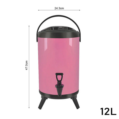 SOGA 4X 12L Stainless Steel Insulated Milk Tea Barrel Hot and Cold Beverage Dispenser Container with Faucet Pink • LUZ-VICDispenser12LPNKX4