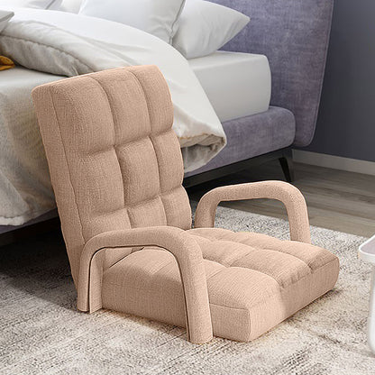 SOGA 4X Foldable Lounge Cushion Adjustable Floor Lazy Recliner Chair with Armrest Khaki • LUZ-LoungeArmKhakiX4