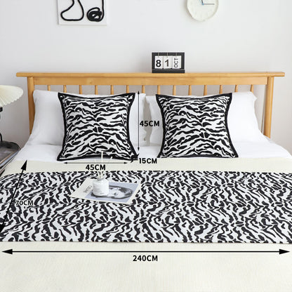 SOGA 1.8m Bed Light Luxury Mottled Bed Banner Vintage Scarf Runner Bedding Tail Pad Flag For Home Hotel Set of 3 • LUZ-BedFlagS81